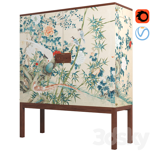 Josef Frank mahogany cabinet | Wallpaper Svenskt Tenn 3DSMax File - thumbnail 2