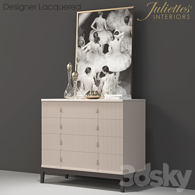 juliette interiors Italian Art Deco Inspired Designer Lacquered Chest of Drawers 3DSMax File - thumbnail 1