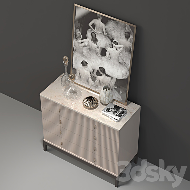 juliette interiors Italian Art Deco Inspired Designer Lacquered Chest of Drawers 3DSMax File - thumbnail 2