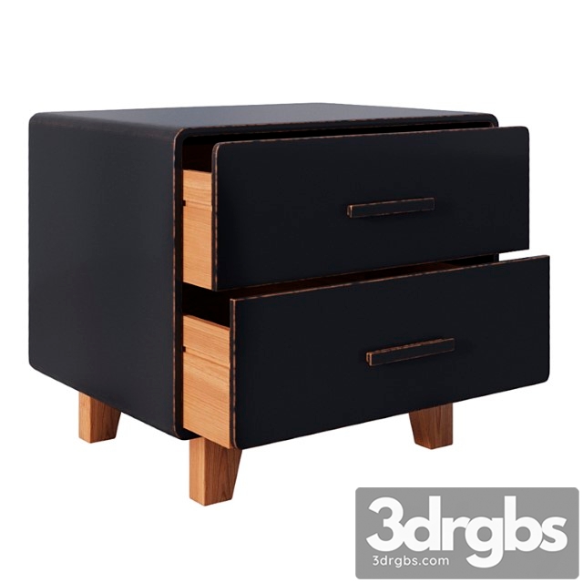 Juniper 2 drawer nightstand black 2 3dsmax Download - thumbnail 1