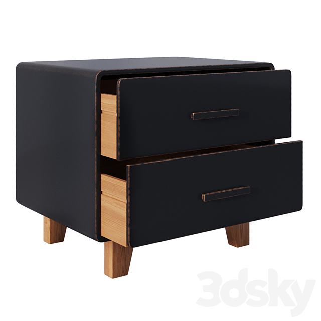 Juniper 2 Drawer Nightstand Black 3DSMax File - thumbnail 1