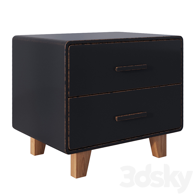 Juniper 2 Drawer Nightstand Black 3DSMax File - thumbnail 2