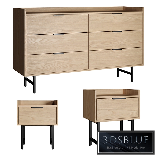 La Redoute headboard table and chest of drawers Volga 3DS Max - thumbnail 3