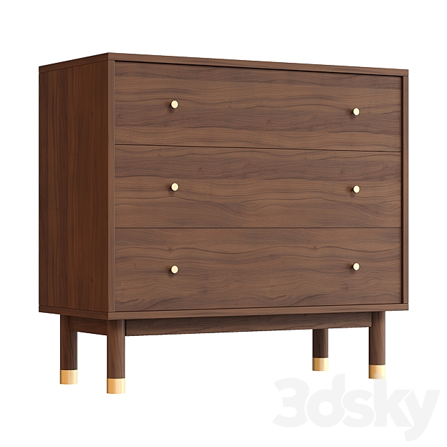 Lambro three-drawer chest of drawers by La Redoute 3ds Max - thumbnail 1