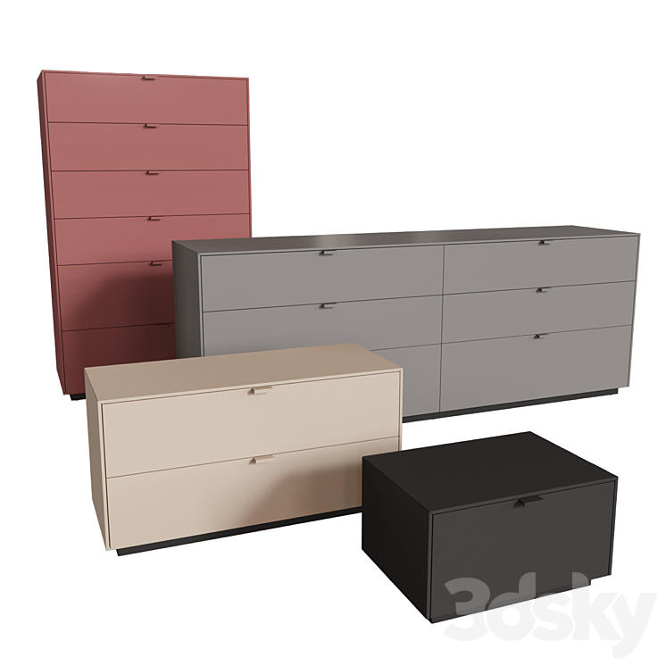 Lansot Folio Chest of Drawers and Bedside 3DS Max Model - thumbnail 1