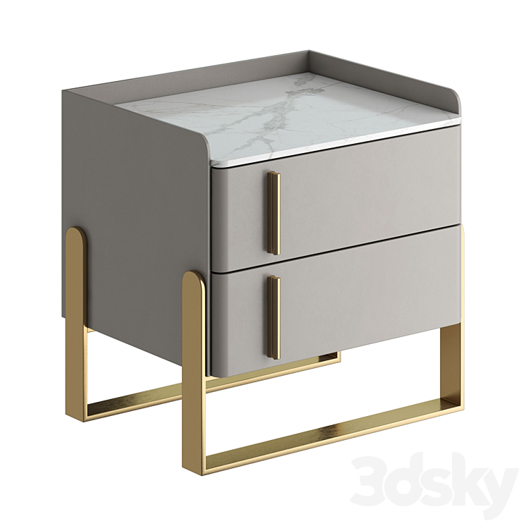 Light luxury bedside table 3DS Max Model - thumbnail 1