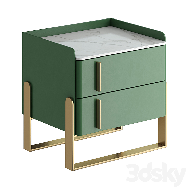 Light luxury bedside table 3DS Max Model - thumbnail 2