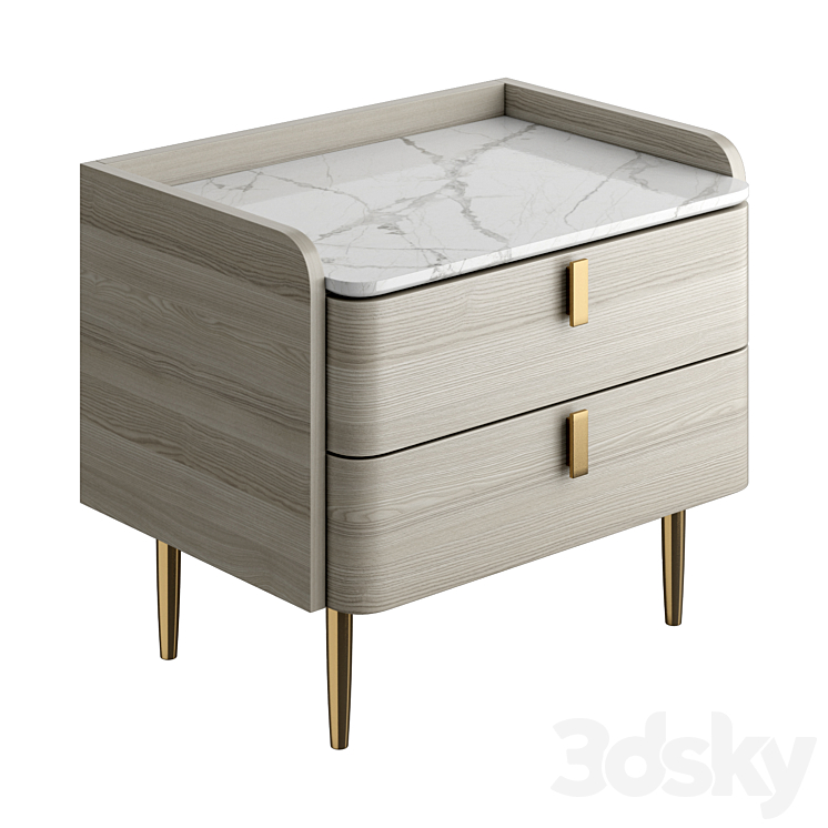 Light luxury bedside table 3DS Max Model - thumbnail 2