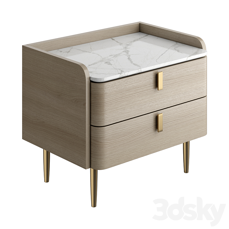 Light luxury bedside table 3DS Max Model - thumbnail 3