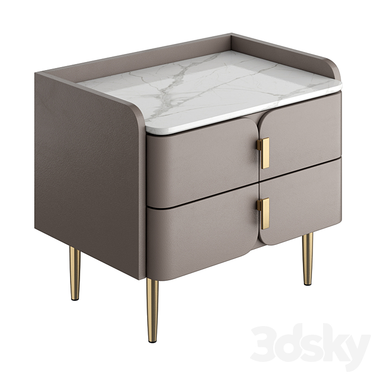 Light luxury bedside table 3DS Max Model - thumbnail 1