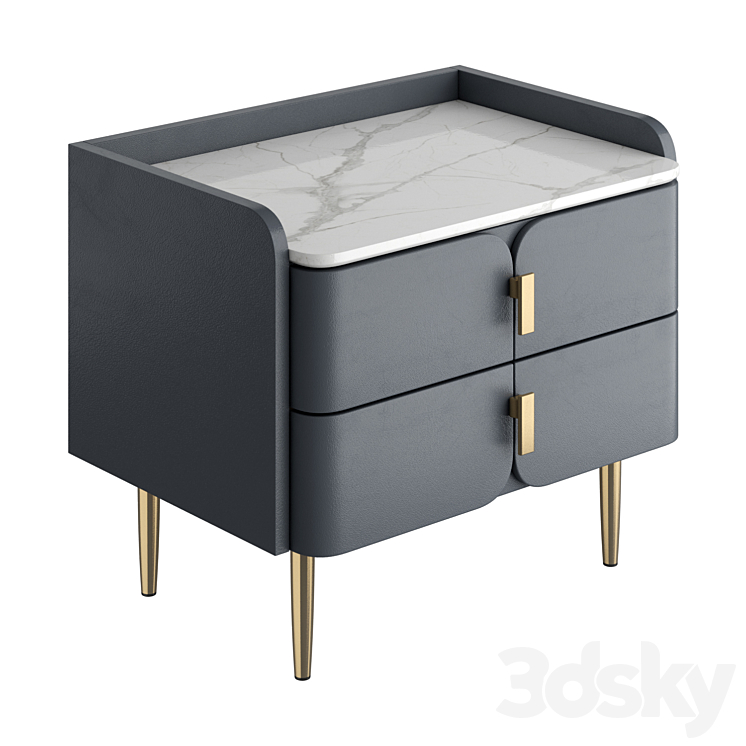 Light luxury bedside table 3DS Max Model - thumbnail 2