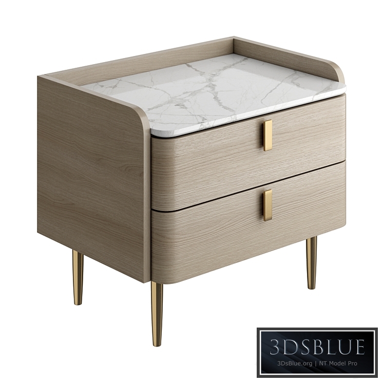 Light luxury bedside table 3DS Max - thumbnail 3