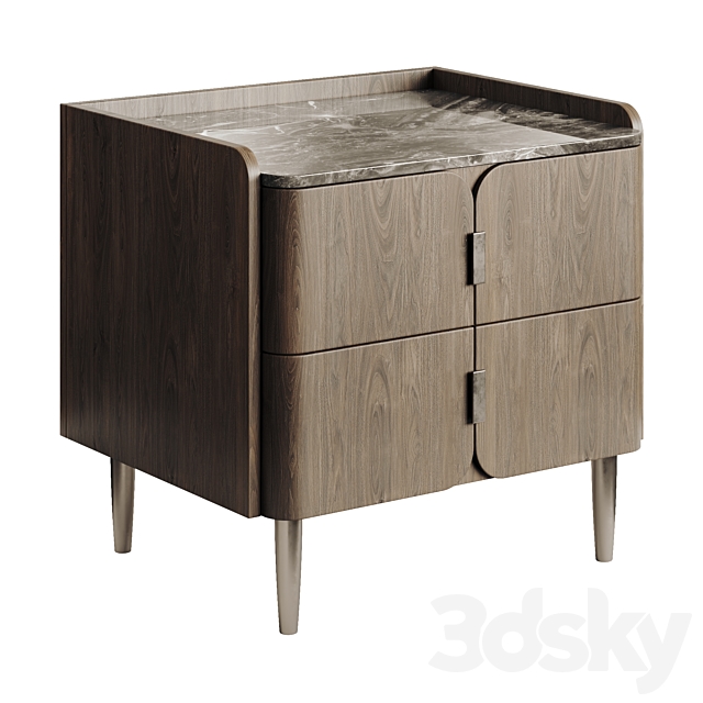 Light Luxury K32 Wood Bedside Table 3DS Max Model - thumbnail 2