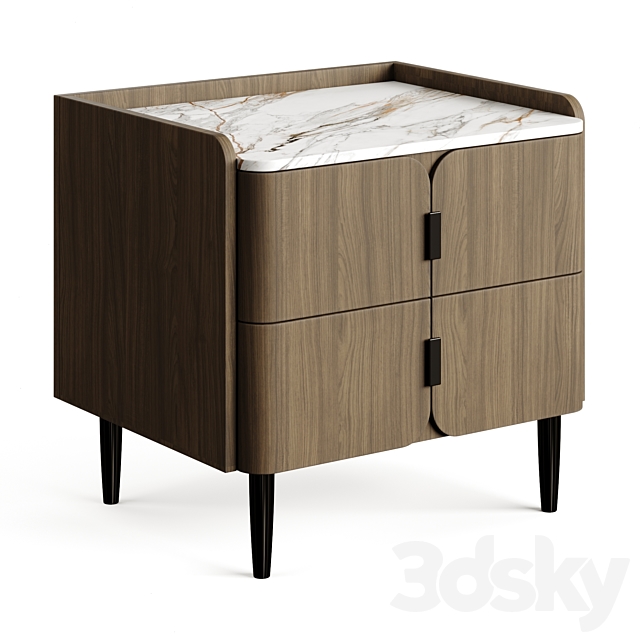 Light Luxury K32 Wood Bedside Table 3DS Max Model - thumbnail 3