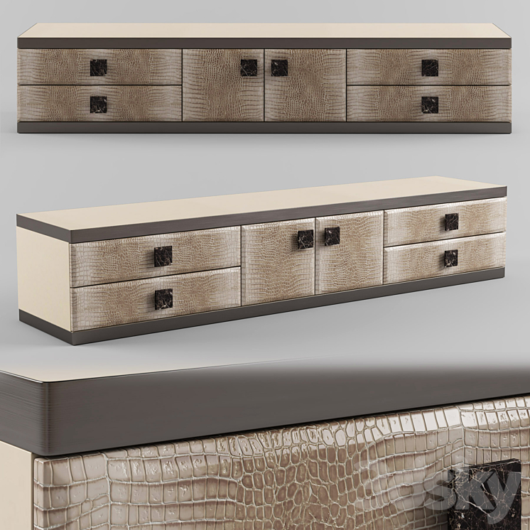 Longhi ASPEN Leather sideboard 3DS Max - thumbnail 1