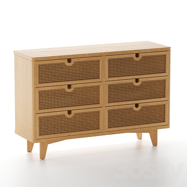 Marte 6-Drawer Dresser 3DS Max Model - thumbnail 2