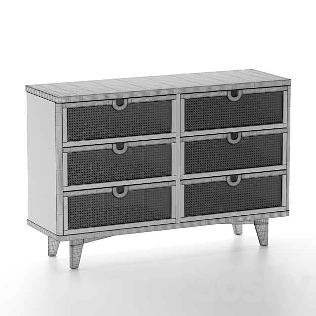 Marte 6-Drawer Dresser 3DS Max Model - thumbnail 4