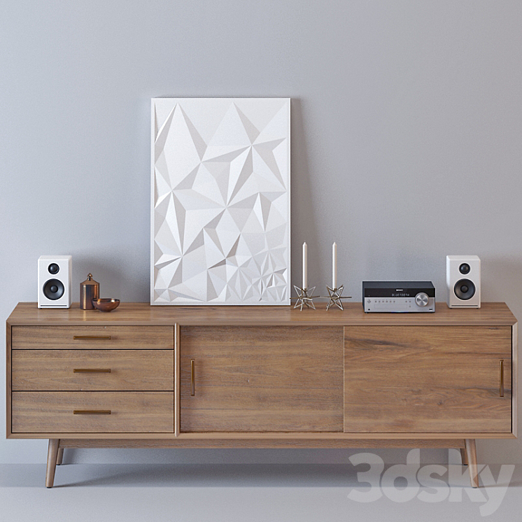 Media Console-West Elm 3DS Max - thumbnail 1