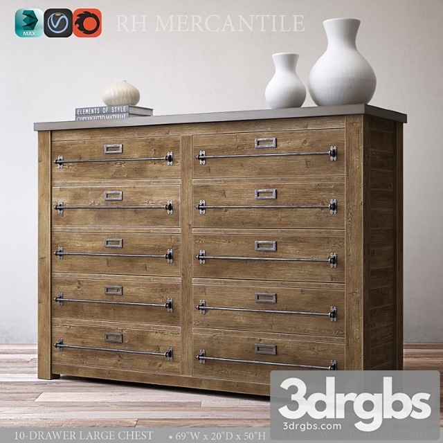 Mercantile 10 Drawer Large Chest 3dsmax Download - thumbnail 1