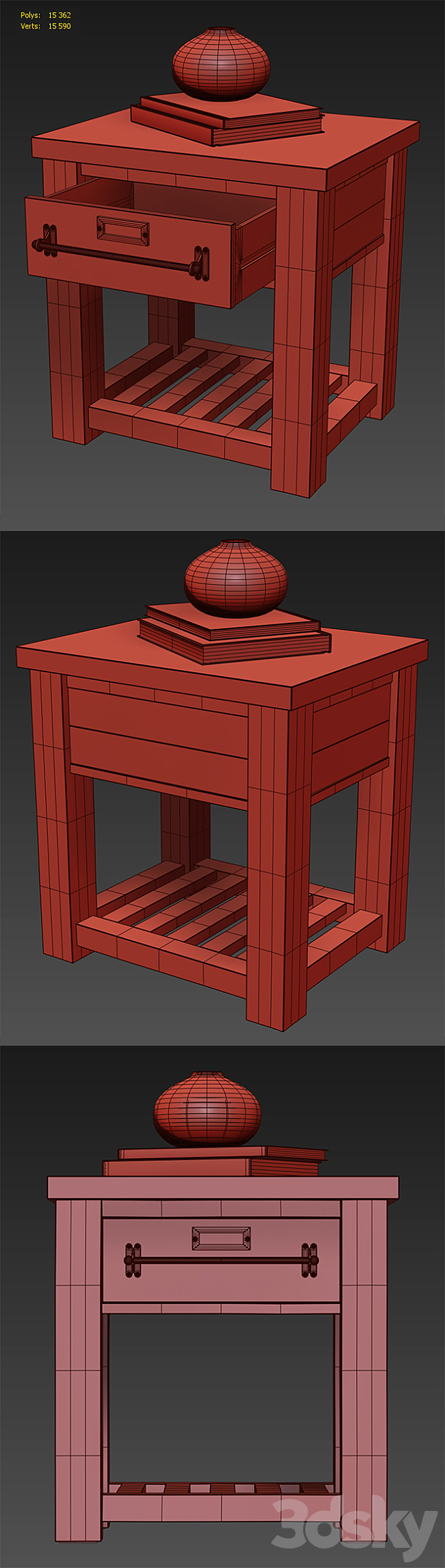 MERCANTILE 24in OPEN NIGHTSTAND 3DS Max Model - thumbnail 3