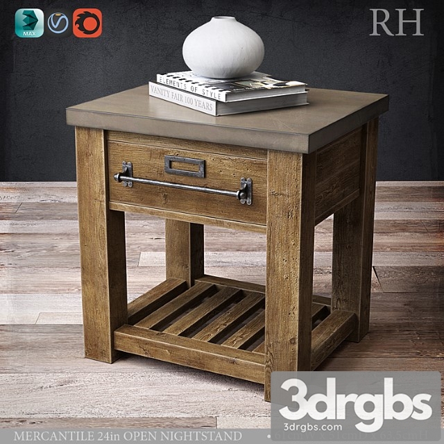 Mercantile 24in Open Nightstand 3dsmax Download - thumbnail 1