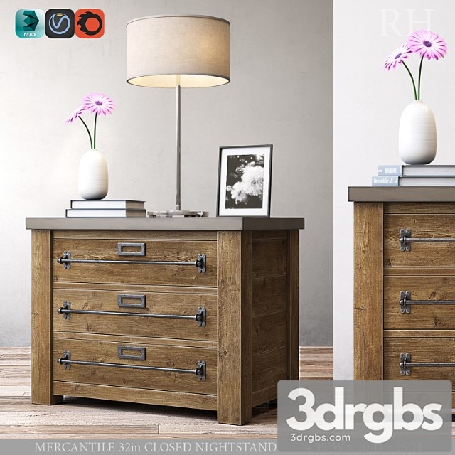 Mercantile 32in Closed Nightstand 3dsmax Download - thumbnail 1