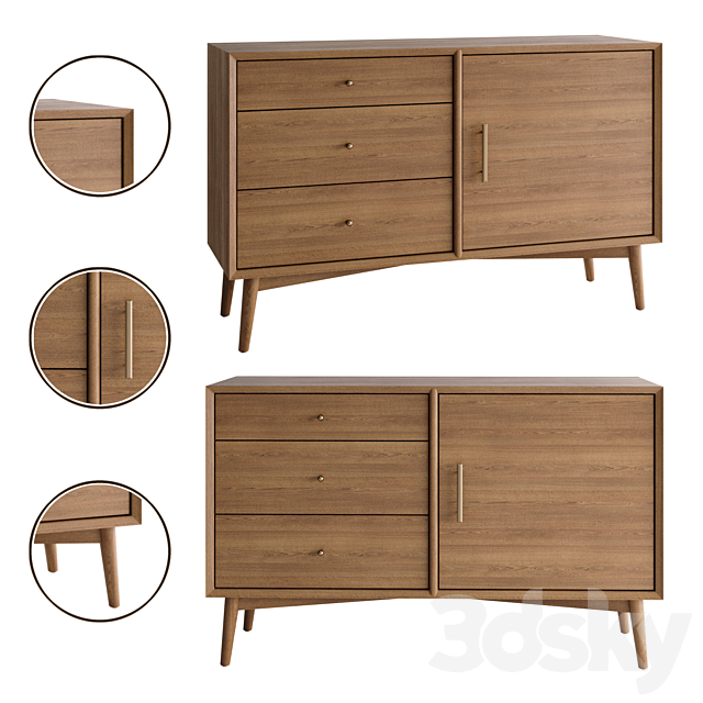 Mid-Century Media Console 3DSMax File - thumbnail 1