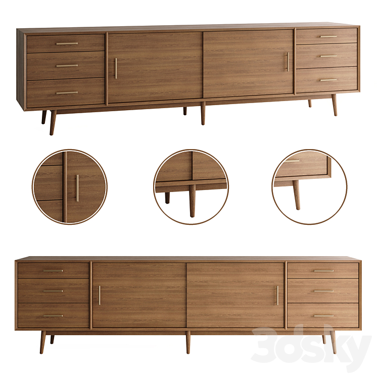 “Mid-Century Media Console (96 “”)” 3DS Max - thumbnail 1