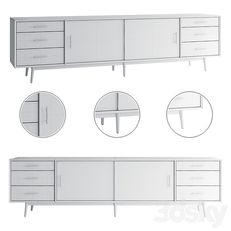 “Mid-Century Media Console (96 “”)” 3DS Max - thumbnail 2