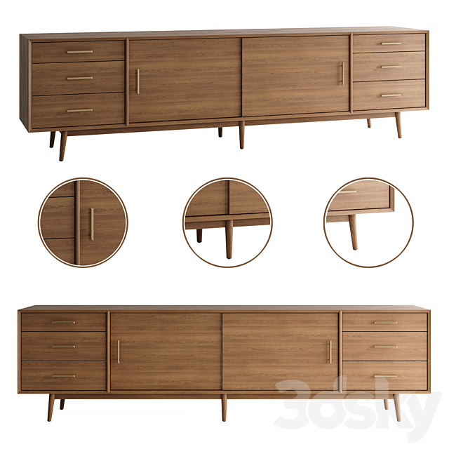 Mid-Century Media Console (96 “) 3DSMax File - thumbnail 1