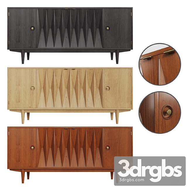 Mid century modern walnut buffet (3 colors) - thumbnail 1