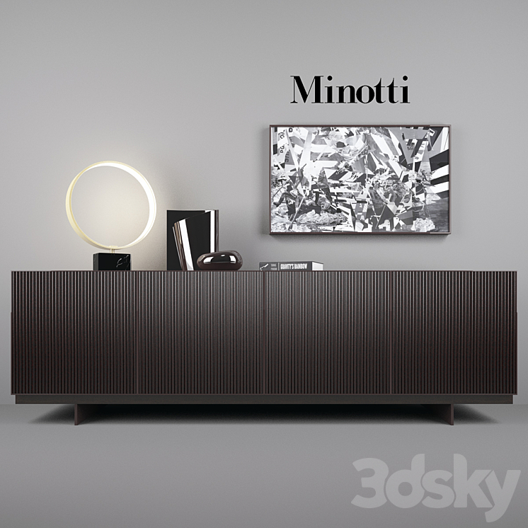 Minotti Aylon Sideboard with Accessories 3DS Max - thumbnail 1