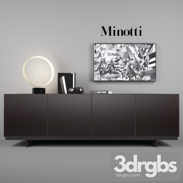 Minotti Aylon Sideboard With Accessories 3dsmax Download - thumbnail 1