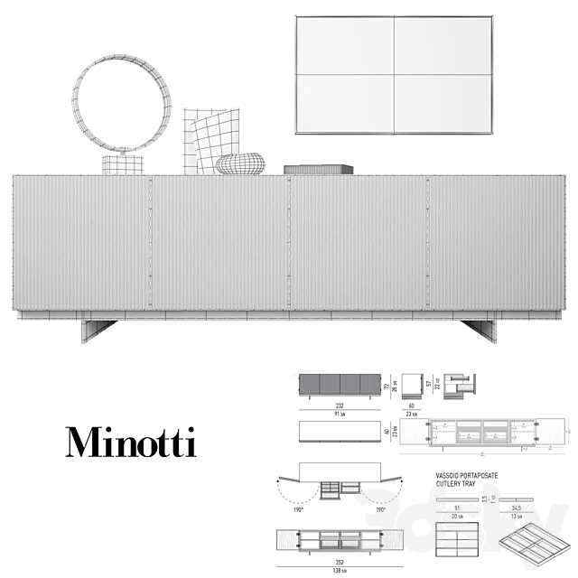 Minotti Aylon Sideboard with Accessories 3DSMax File - thumbnail 3