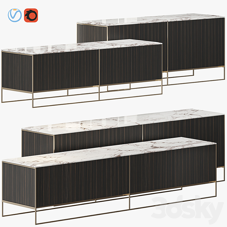 MINOTTI CALDER BRONZE LIVING HORIZZONTAL SIDEBOARD 3DS Max Model - thumbnail 1