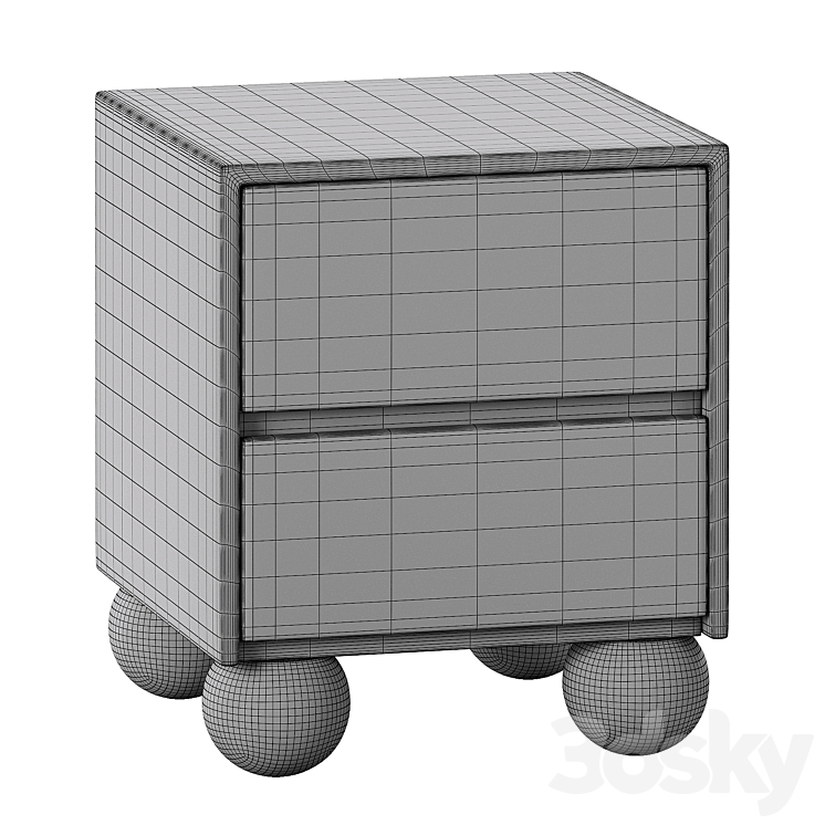 Miro Bedside Table 3DS Max Model - thumbnail 2