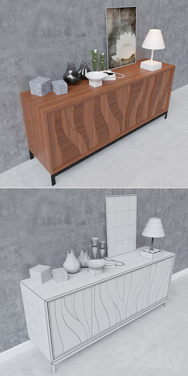 Mobilfresno_ARTISAN_Aparador nogal + decor 3DSMax File - thumbnail 3