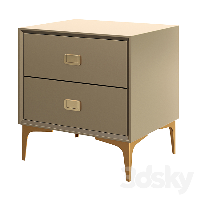 Modern Champagne Nightstand 2 3ds Max - thumbnail 1