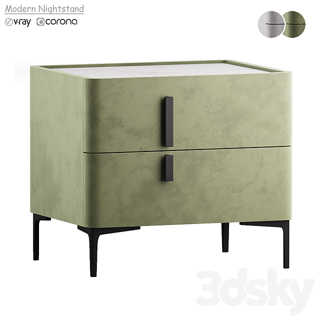 Modern Nightstand with Drawers 3ds Max - thumbnail 1