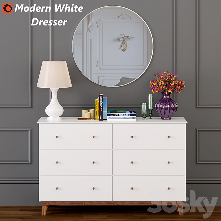 Modern White Dresser 3DS Max - thumbnail 1