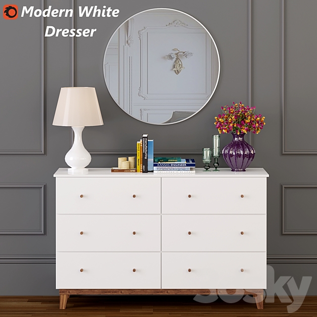 Modern White Dresser 3DSMax File - thumbnail 1