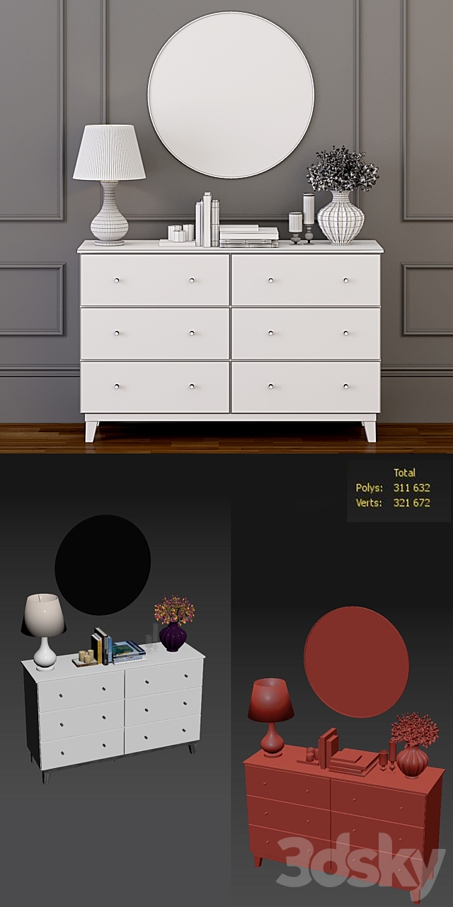 Modern White Dresser 3DSMax File - thumbnail 3