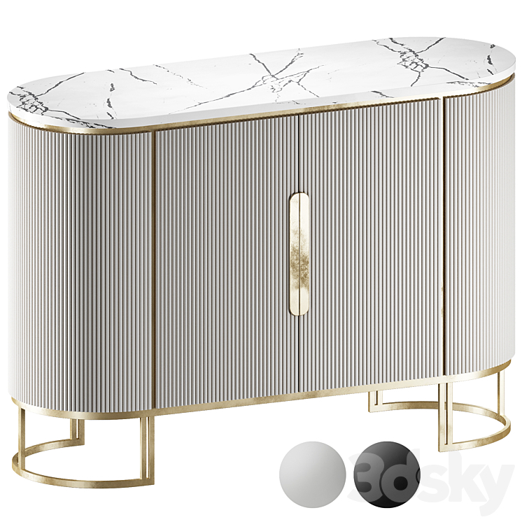 Modern White Sideboard 3DS Max Model - thumbnail 1