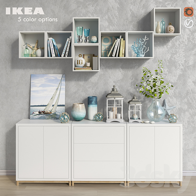 Modular furniture IKEA. accessories and decor set 8 3DSMax File - thumbnail 1