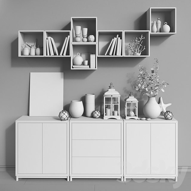 Modular furniture IKEA. accessories and decor set 8 3DSMax File - thumbnail 3