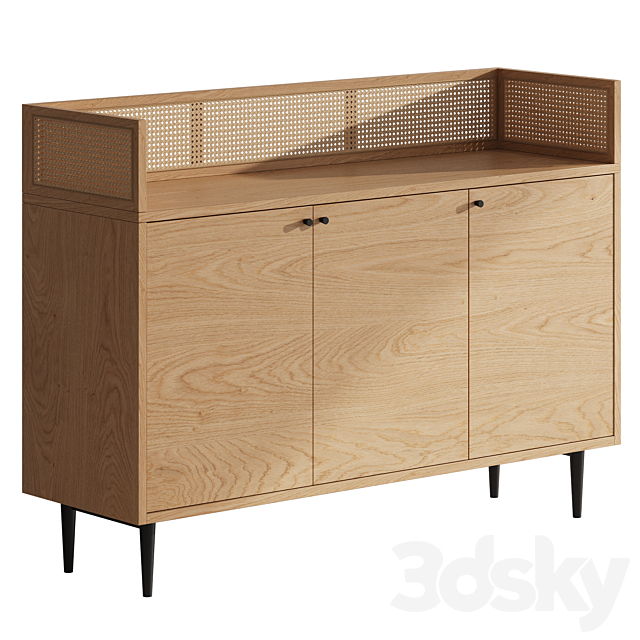 Noya Oak & Rattan Cane Sideboard from LaRedoute 3ds Max - thumbnail 1