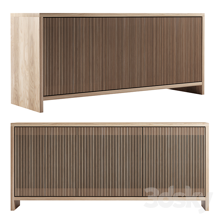 Oak Slatted Credenza by Material 3DS Max Model - thumbnail 3