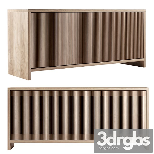 Oak Slatted Credenza by Material 3dsmax Download - thumbnail 1