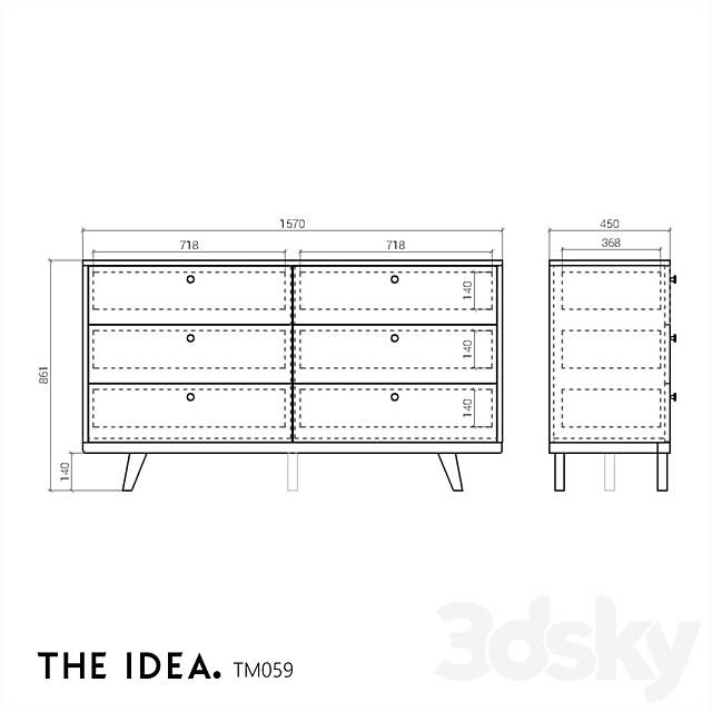 OM THE-IDEA chest of drawers THIMON 059 3DS Max Model - thumbnail 3