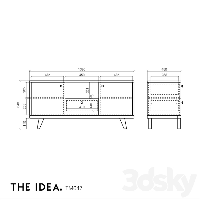 OM THE-IDEA TV stand THIMON 047 3DS Max Model - thumbnail 3